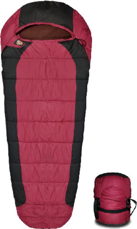 RHINOKraft Compressed Size | Light Weight ! Mummy Shape ! Warm Fleece Sleeping Bag  (Maroon)