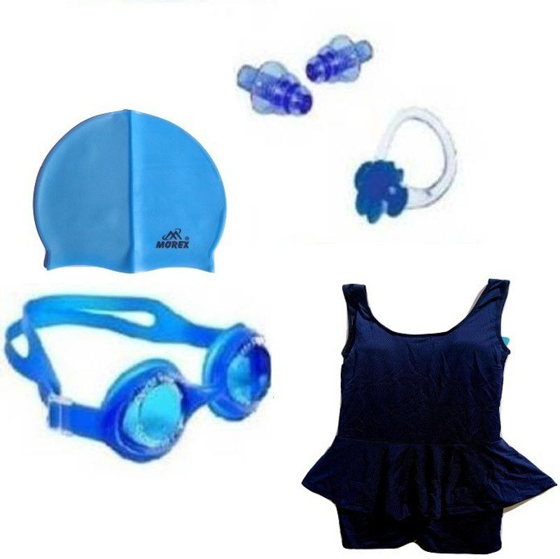 Morex ® Swimming Cap , Goggles , Swimming Costume (10-12) years ,Earplugs & Nose Clip CB-320 Swimming Kit