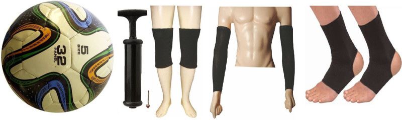 FACTO POWER Football Tricolor with Air Pump, Pair of Anklet, Elbow Support and Knee Cap Football Kit
