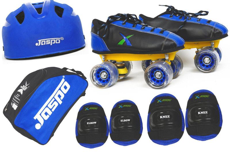Jaspo Waves Intact Shoe Skates Combo Foot Length 24.5 Cms Size : 5 UK ( Age Group 11-12 Years) Skating Kit