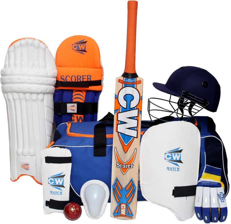 CW Junior SCOREMASTER Size 6 Nine Sports Gears Accessories Set For 11-12 Yrs Including (Kashmir Willow Bat) Cricket Kit