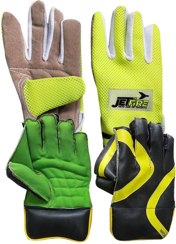 JetFire Youth Wicket Keeping Gloves With Leather Inner Gloves Age Group- (8-13 Years) Wicket Keeping Gloves  (Green)