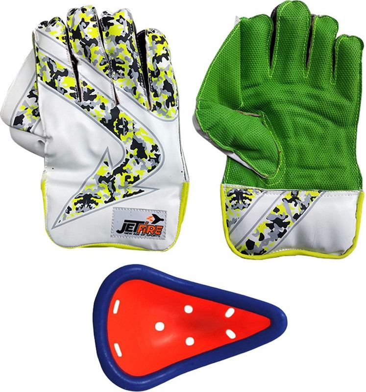 JetFire Regular Wicket Keeping Gloves Combo With Abdominal Guard Cricket Kit
