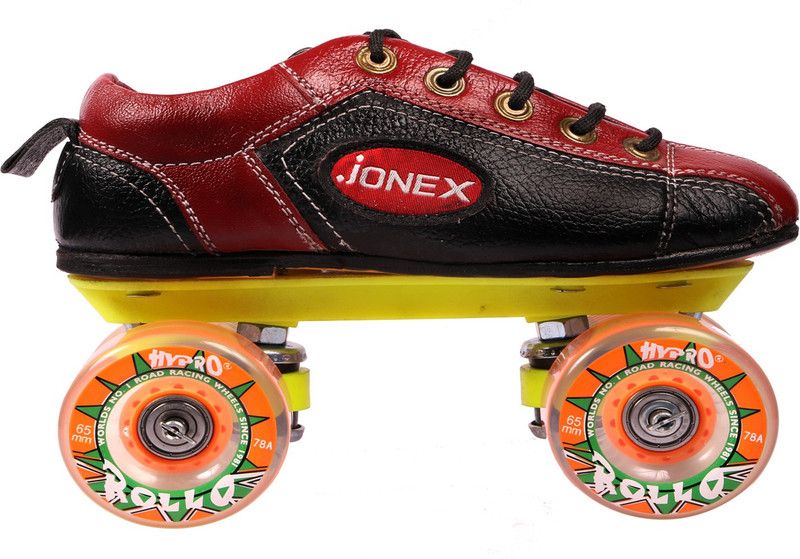 JJ Jonex SUPERIOR QUALITY SHOE Quad Roller Skates - Size 2 UK  (Black, Red)