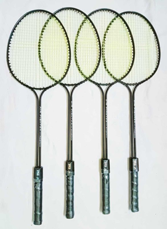MN SPORTS fine quality of double shaft racket set of 4 Black Strung Badminton Racquet  (Pack of: 1, 150 g)