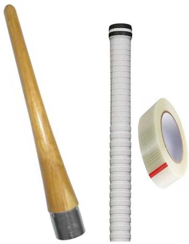 Y2M Set of 1 Cricket Bat White grip (XR14)+ one wooden cone (gripper) + One Side Fiber For Bat Cricket Kit
