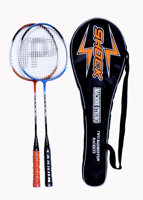 Pioneer Shock Set of 2 rackets with FullCover Multicolor Strung Badminton Racquet  (Pack of: 1, 105 g)