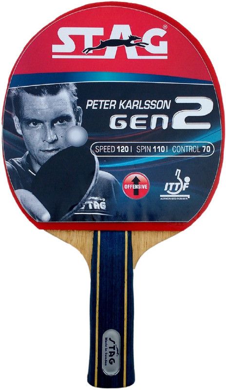Stag Peter Karlson Carbon With Deluxe Case Red, Black Table Tennis Racquet  (Pack of: 1, 195 g)