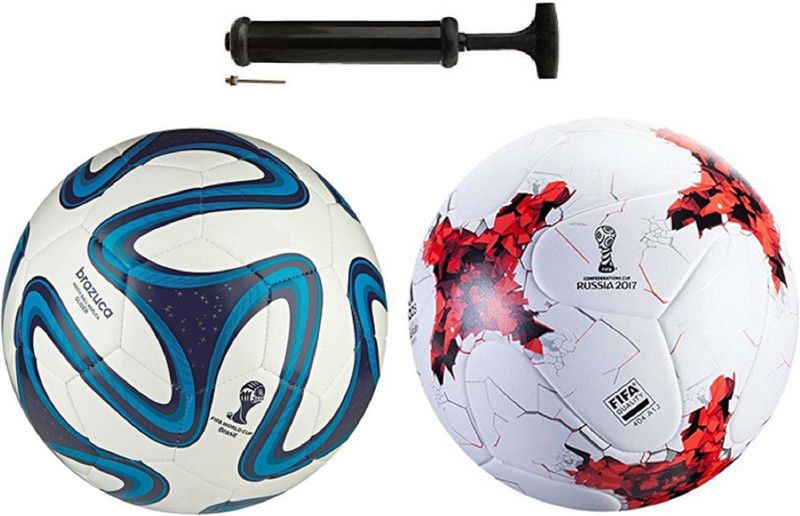 ALEN Brazuca Blue + Rushia Red 2017 Combo Football + Pump Football Kit