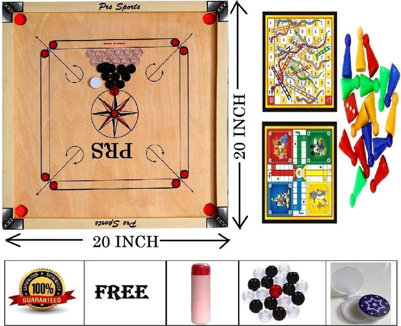 PRSSPORTS carrom board small 20x 20 inchwith ludo combo pack 3.8 cm Carrom Board  (Multicolor)