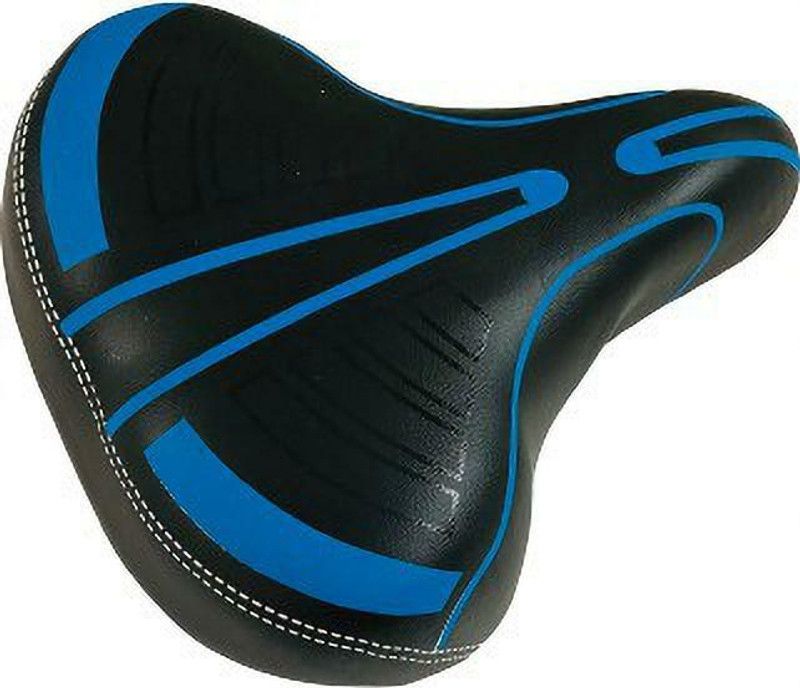 ShreNik Bicycle Saddle Cycle Seat Wide Suspension PU Form Mountain Bikes Black-Blue Saddle  (Blue)