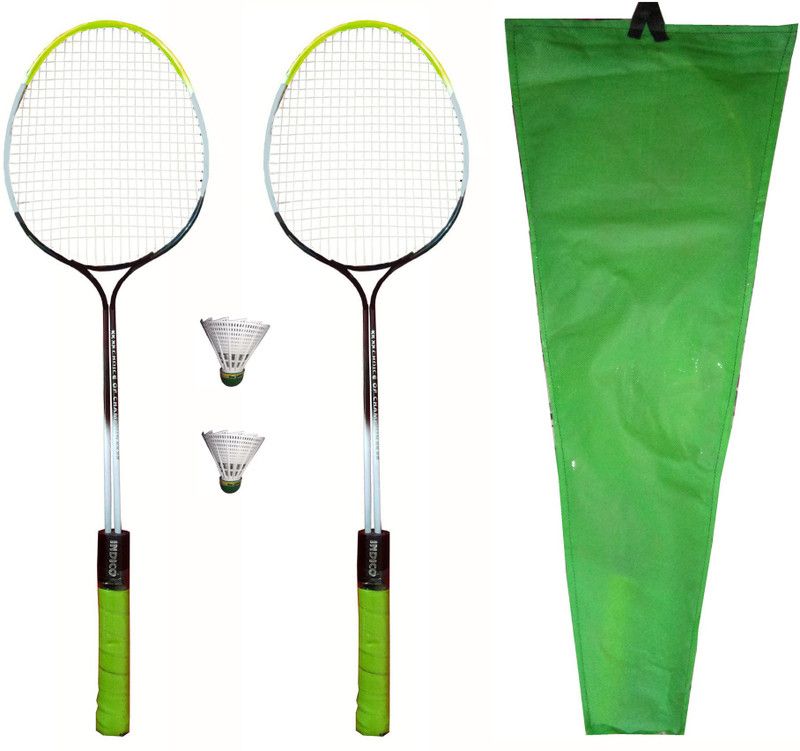 Indico Double Shaft Power shot lightweight Badminton set of 2 Badminton Kit