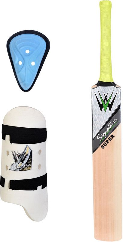 W SIGNATURE SUPER English Willow + 1 Thigh pad + 1 Abdo Guard combo Cricket Kit  (Bat Size: 5 (Age Group 10 - 12 Years))