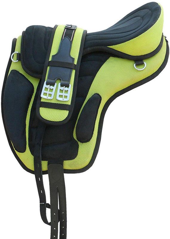 Petl Synthetic Treeless Freemax Horse Saddle Seat Size - 14 Green Saddle  (Green)