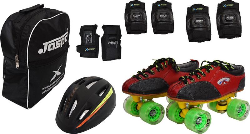 Jaspo Riedel -Power Intact Shoe Skate Combo (Shoe Skate+ Helmet + Knee Guard+ Elbow Guard+wrist Guard+Bag)(2UK(Foot Length 22.9cms)) Skating Kit