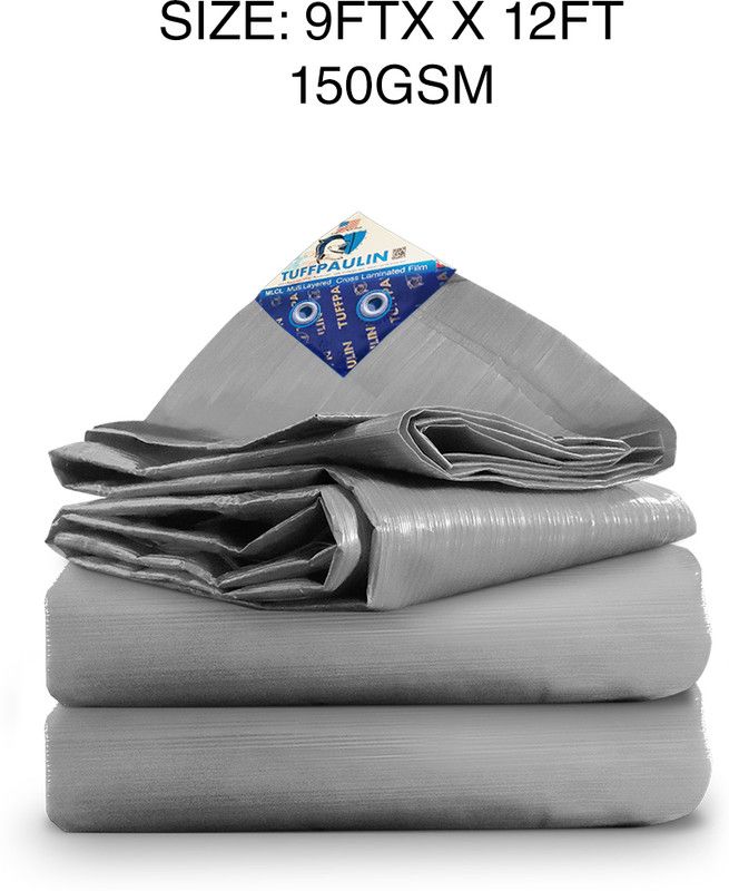 TUFFPAULIN 9FT X 12FT 150 GSM Silver Tarpaulin Tent - For Truck body, Car, Bike, Grain Covers, Pond Liners  (Silver)