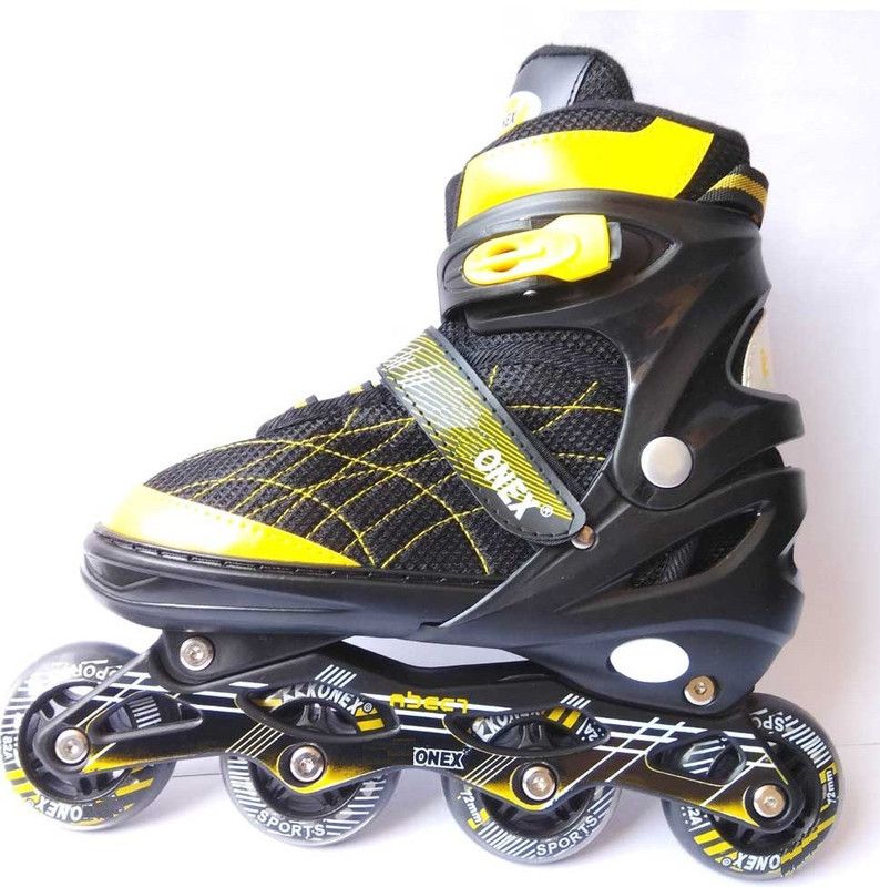 ONEX Inline Adjustable Skate, Roller Skating Shoes for Kids In-line Skates - Size 36-37 Euro  (Yellow)