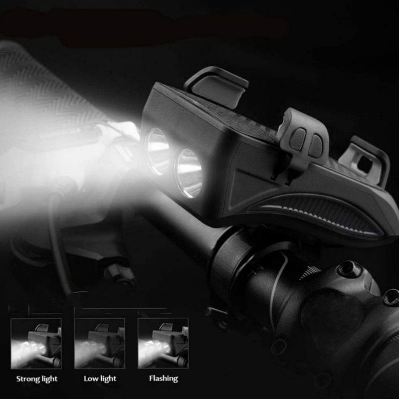 Xezon Bicycle New Look Rechargeable Multi Function Phone Holder With Horn Headlight LED Front Light  (Multicolor)