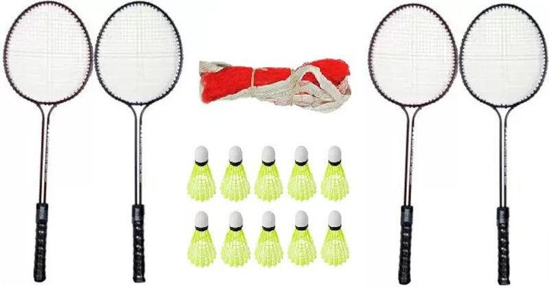 Monika Sports Complete Badminton Kit 2 Pair of Double shaft Racquets Badminton Kit
