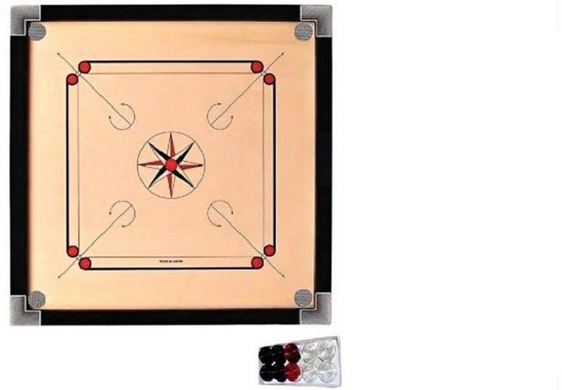 Adrio GLOSSY CARROM BOARD(32 INCH) WITH PLASTIC COINS,POWDER AND COINS 81 cm Carrom Board  (Multicolor)