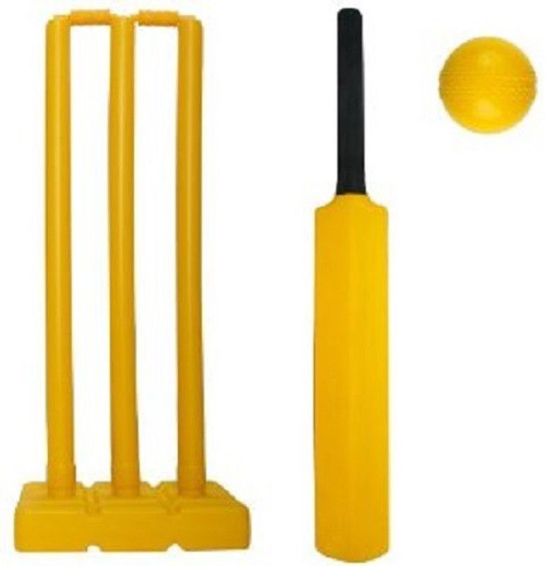 Solutions24x7 Plastic Cricket kit Set of 3 Stumps 2 Bails 1 Base & 1 Cricket Bat Cricket Kit  (Bat Size: 6 (Age Group 11 - 13 Years))