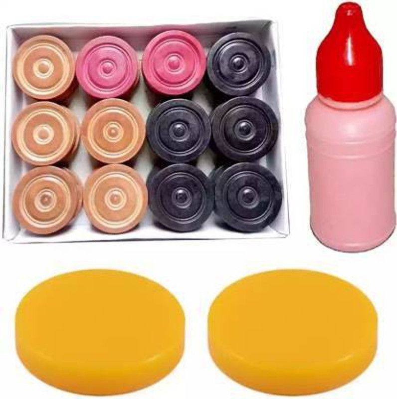 mayureshcollection Carrom Pawn wooden series -1, pack of 27, 24 coins, 2 striker, 1 disco powder 5gm Carrom Pawns  (Pack of 24)