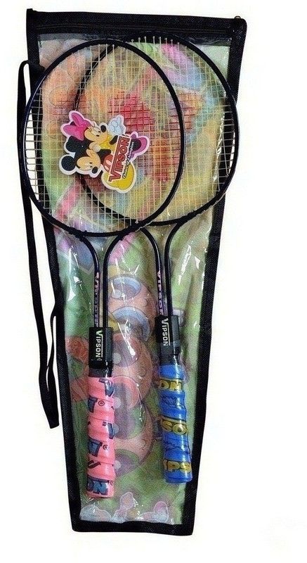 vipson Double Rod Medium Badminton Racquet Pair For Boys 3 To 8 Years Multicolor Strung Badminton Racquet  (Pack of: 2, 350 g)