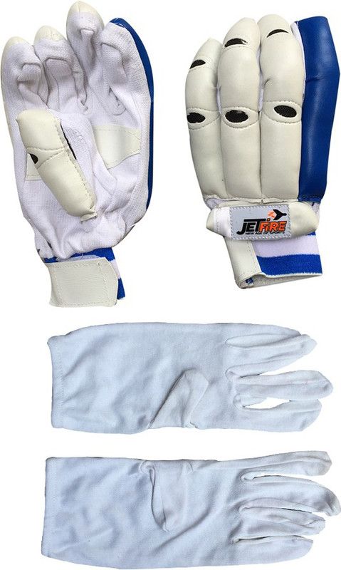 JetFire Basic Batting Gloves Combo With Inner Gloves Batting Gloves  (White, Blue)