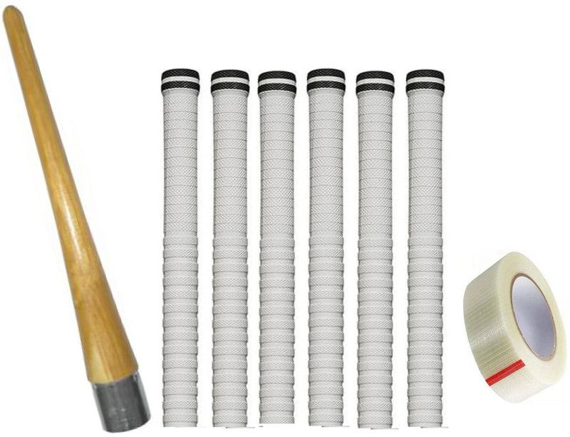 Y2M Set of 6 Cricket Bat White grip (XR9) + one wooden cone (gripper) + One Side Fiber Cricket Kit