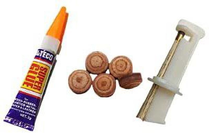 Laxmi Ganesh Billiard Snooker and Pool 10mm Leather cue tip 5 Pieces + 1 Piece Glue + 1 Piece tip Repair Cue Tip