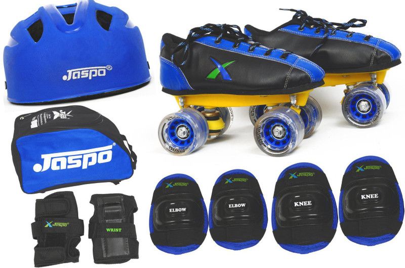 Jaspo Waves Pro Shoe Skates Combo Foot length 23.5 cms Size : 3 UK ( Age group 9-10 year) Skating Kit
