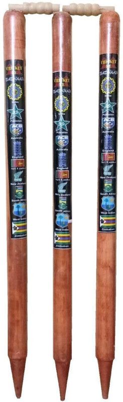 VSM Platinum natural brown set of 3 stumps with bails  (Brown)