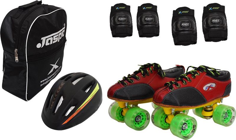 Jaspo Riedel -Power Intact Shoe Skate Combo (Shoe Skate+ Helmet + Knee Guard+ Elbow Guard+wrist Guard+Bag)(5UK(Foot Length 25.5cms)) Skating Kit