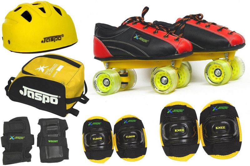 Jaspo Fire Fighter Pro Shoe Skates Combo Foot length 26.3 cms Size : 8 UK ( Age 15 years and above) Skating Kit
