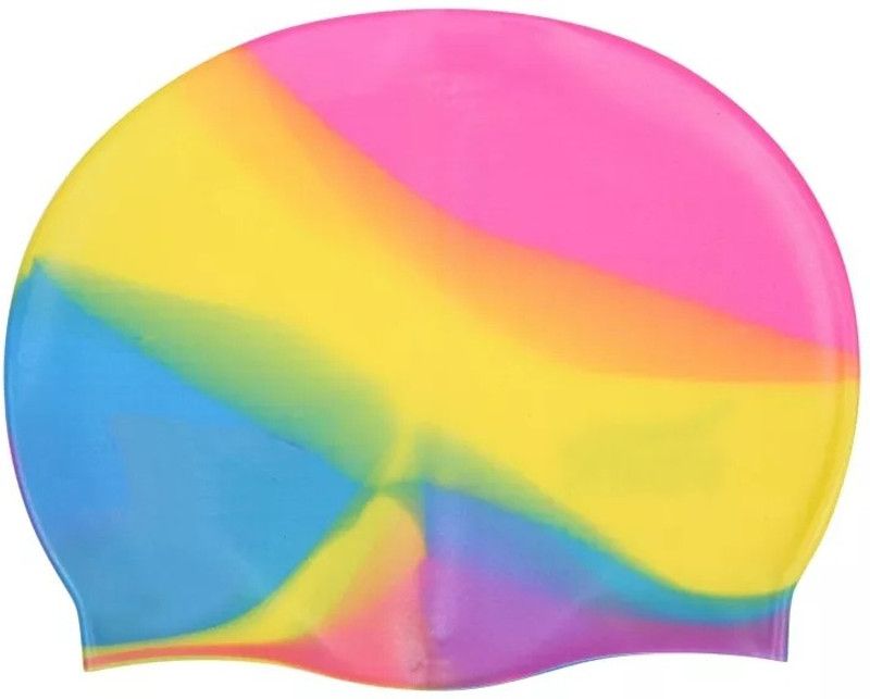 GLOWISH LONG LASTING TEAR RESISTANT ADULT SIZE MEN AND WOMEN SILICONE SWIM CAP Swimming Cap  (Multicolor, Pack of 1)