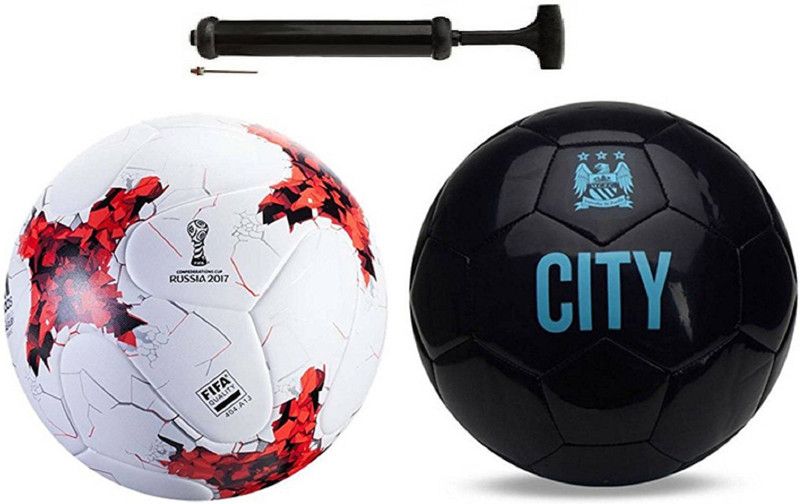 ALEN Luxury Rushia Red + Vice City Black Football Combo With Durable Air Pump Football Kit