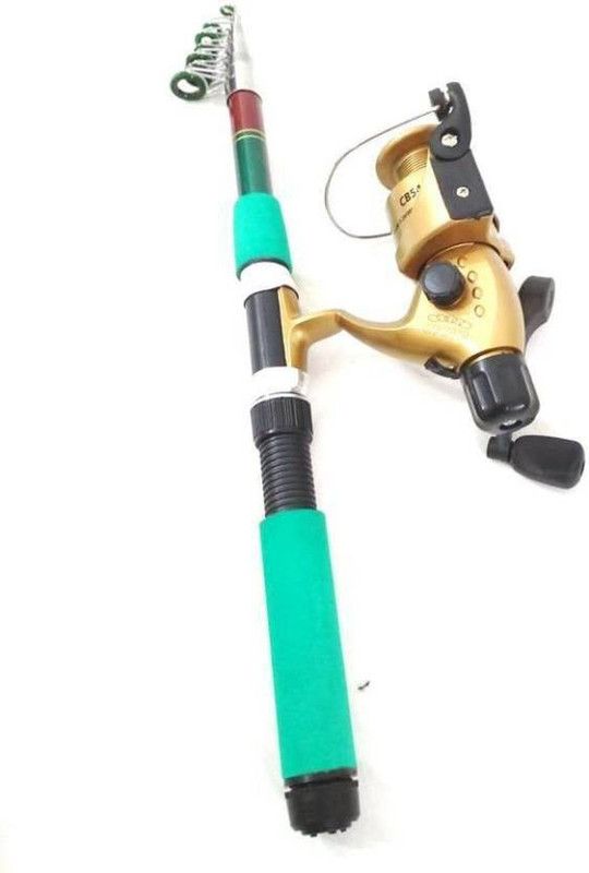 fisheryhouse FISHERYHOUSE GREEN FISHING ROD AND COBRA REEL SET 00001 Multicolor Fishing Rod  (270 cm, 0.25 kg, Multicolor)