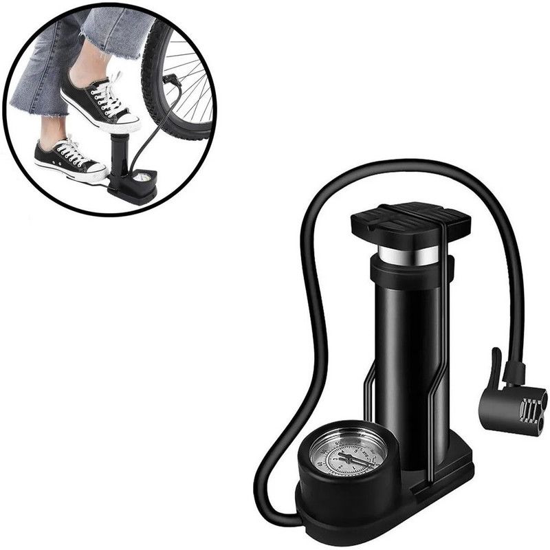 Bs Spy Bicycle Air Foot Pump Inflator Mini Portable Presta and Schrader Valve Bicycle Pump  (Black)