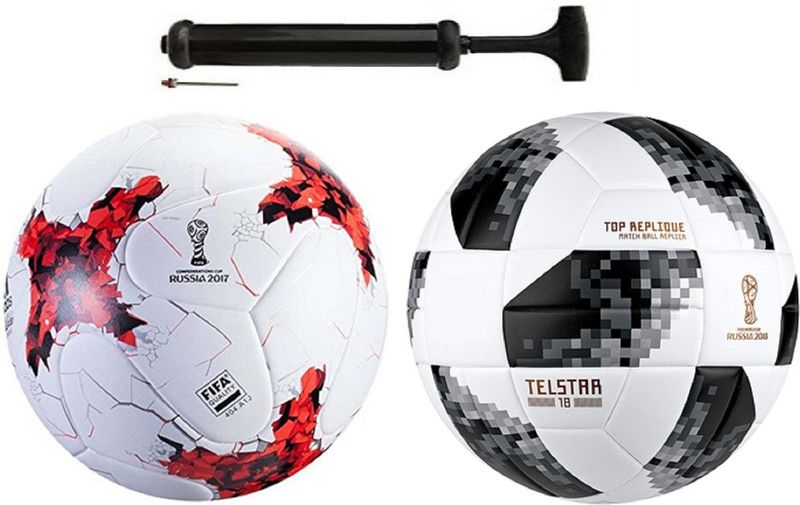 ALEN Luxury Rushia Red + Startel Black Football Combo With Durable Air Pump Football Kit