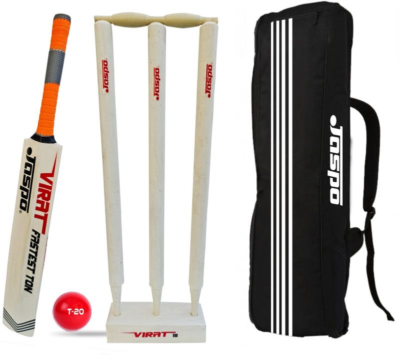 Jaspo Wooden Cricket Complete Set for Kids Size-3 (up to 10yrs) Cricket Kit