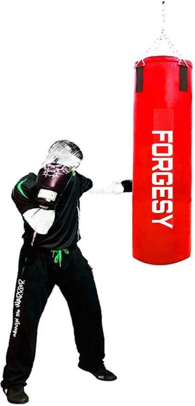 Forgesy 24 inch Unfilled Punching Bag with Rust Proof Stainless Steel Chain RED Hanging Bag  (24 inch, 24 inch)