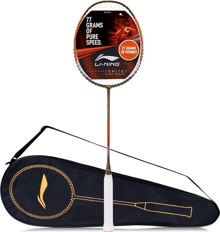 LI-NING Ignite 7 Grey, Orange Strung Badminton Racquet  (Pack of: 1, 77 g)