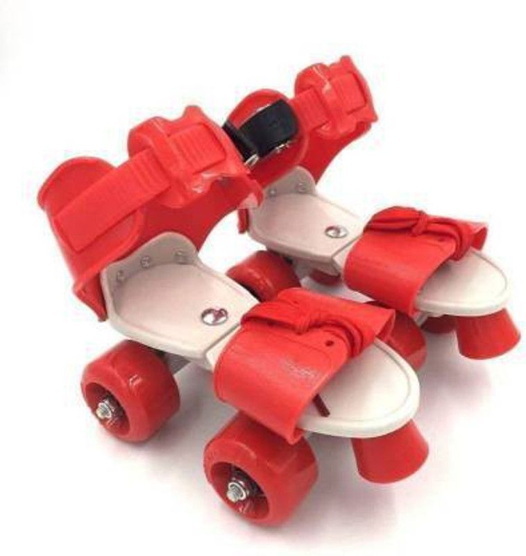 TINGLEZONE Roller Skates Shoes For Kids -In-line Skates quad roller for kids/children Quad Roller Skates - Size 4-12 UK  (Red)