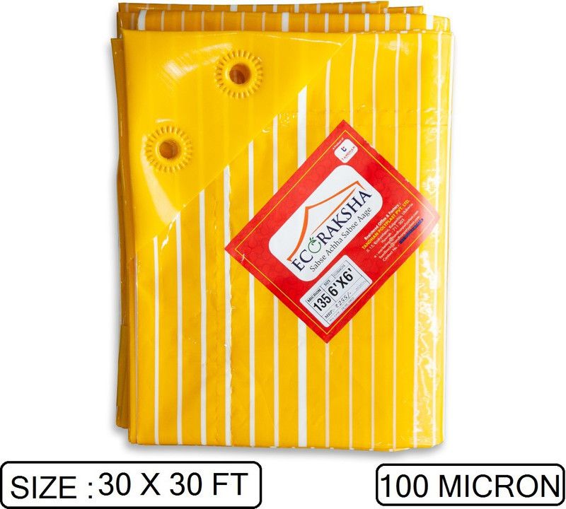 Tandhan Ecoraksha Lining Premium Multilayer Eco-friendly 30 X 30 Ft tarpaulin Sheet Tent - For Multipurpose Heavy Duty Waterproof Tadpatri 100 Microns Plastic Cover Tharpai  (Yellow)