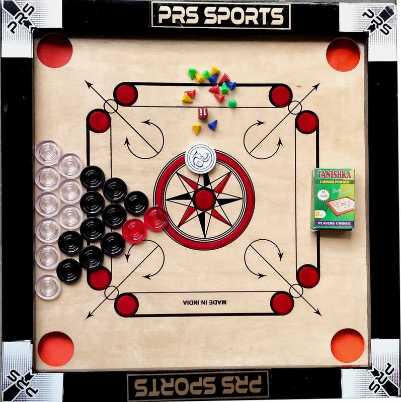 PRSSPORTS 20x20 inch small carrom board combo pack. ( free ludo & chess) 3.8 cm Carrom Board  (Multicolor)