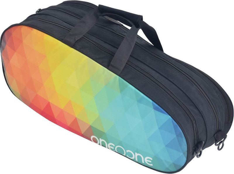 One O One Canvas Collection Triple Black & Triangle - Racket Bag (badminton / tennis)  (Black, Kit Bag)