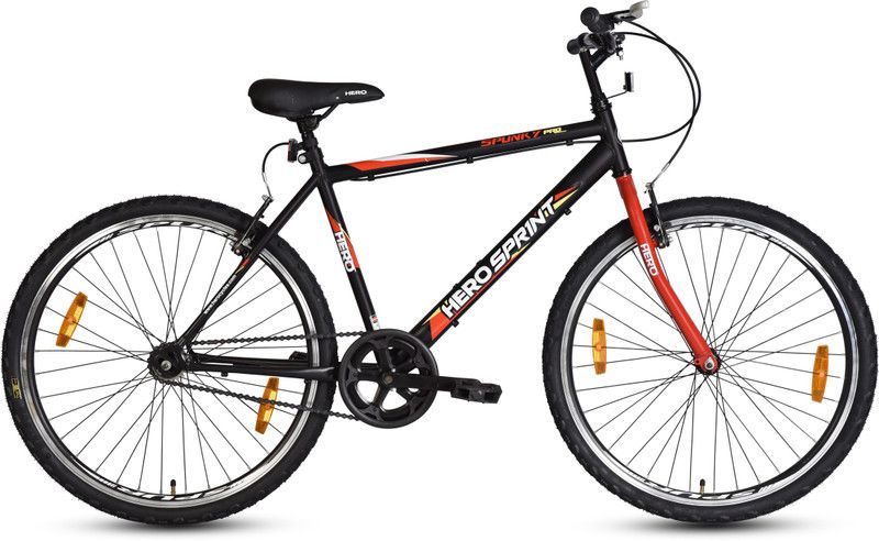 HERO Spunky 26TSS/Spunky 26T BK & RD 26 T Hybrid Cycle/City Bike  (Single Speed, Black, Red)