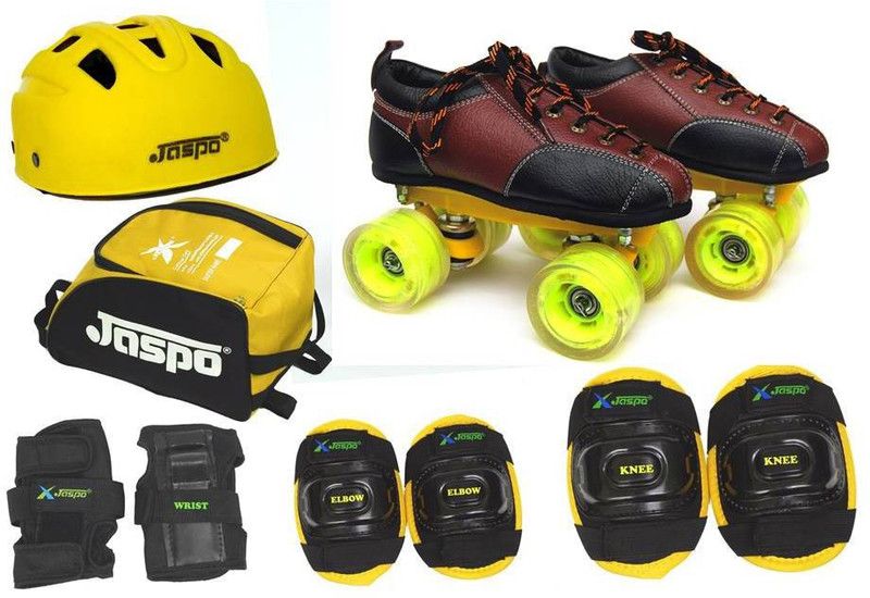Jaspo Whizz Pro Shoe Skates Combo Foot length 23.5 cms Size : 3 UK ( Age group 9-10 years) Skating Kit