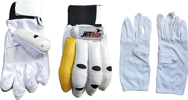 JetFire Basic Youth Batting Gloves With Inner Gloves (Yellow, Youth) Batting Gloves  (Yellow, White)