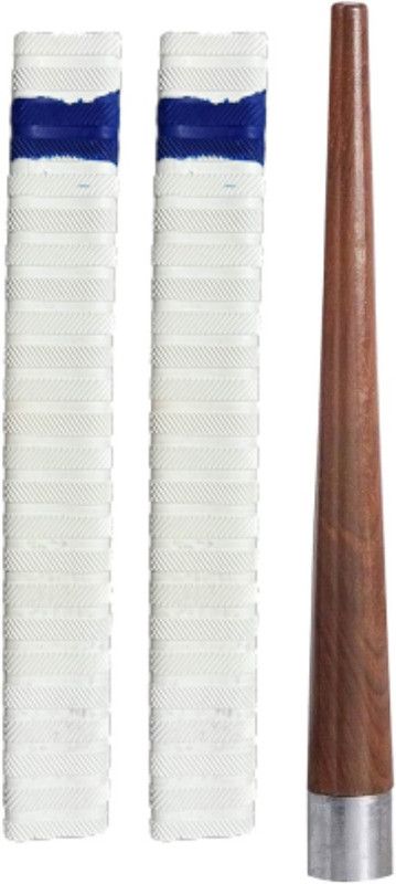 Crx Set of 2 White Cricket Bat Grip Annular Ribbed + one wooden gripper cone (XP) Super Tacky  (Pack of 3)